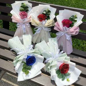 Bó hoa sáp nhũ 1 bông đủ màu xanh - đỏ - hồng